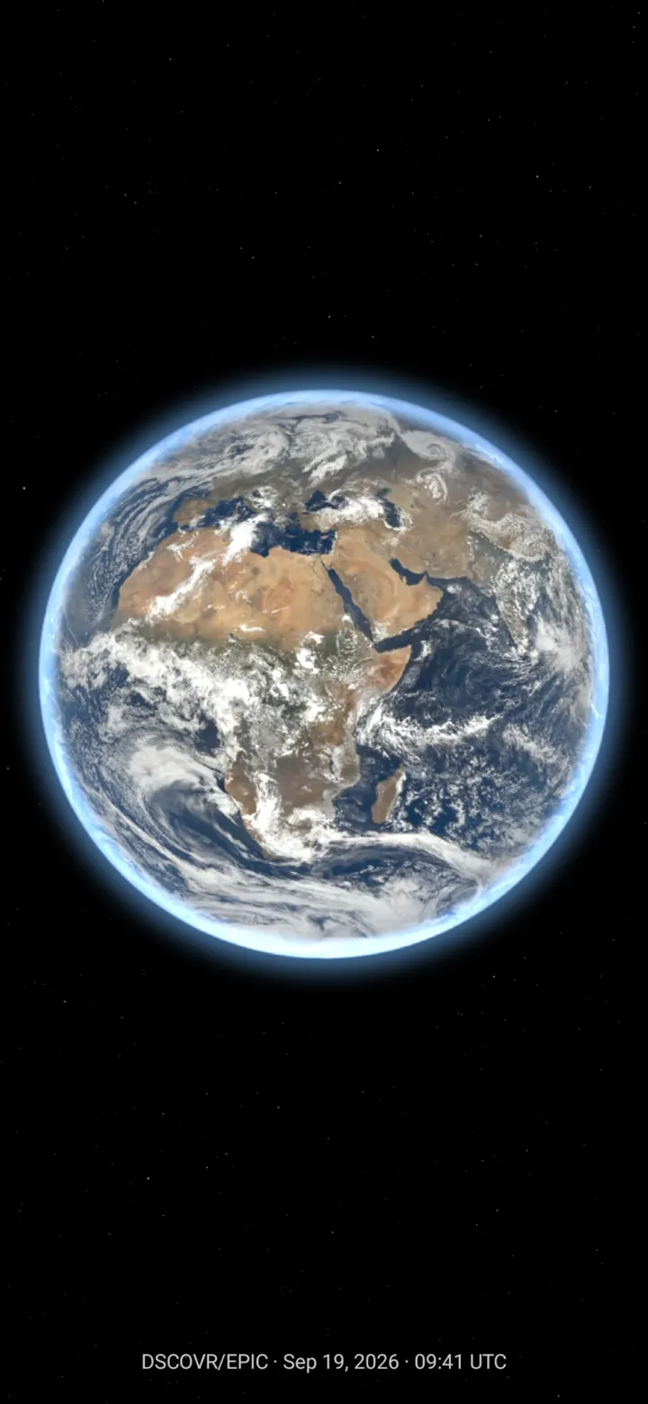 The full day side of the Earth, EPIC image of 19 September 2026, 09:41 UTC