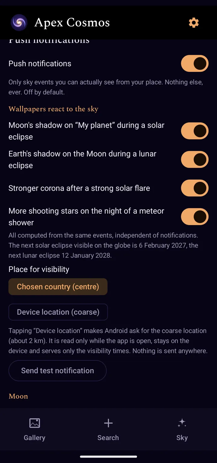 Notification settings.