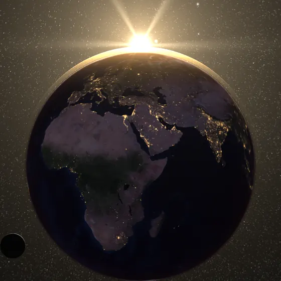 The Sun behind the edge of the Earth, captured in the app.